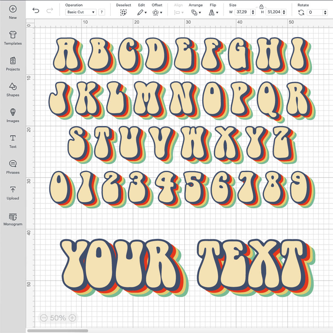 Layered Groovy Alphabet SVG, Groovy Font PNG, Cricut Numbers SVG