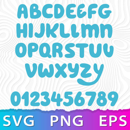 Blue Alphabet SVG, Blue Font PNG, Cricut Numbers SVG