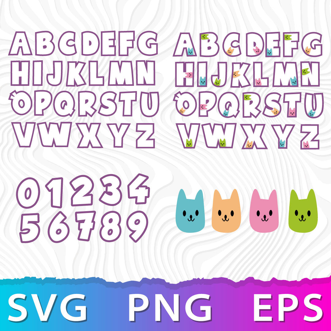 Gabby Dollhouse Alphabet SVG, Gabby Dollhouse Font PNG, Cricut Numbers SVG