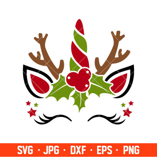 Christmas Unicorn Svg, Reindeer Svg, Christmas Svg, Holy Unicorn Svg, Cricut, Silhouette Cut File